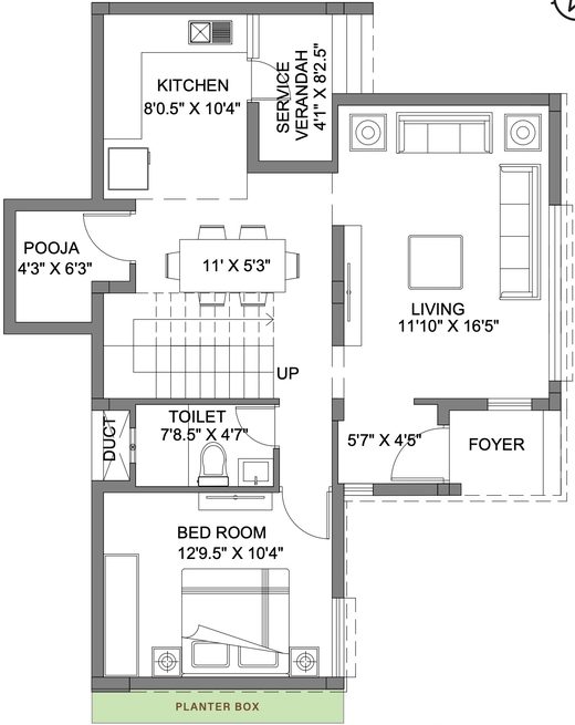 Aurum Villas Phase III – Villa No. 1, Type A2S ground floor plan